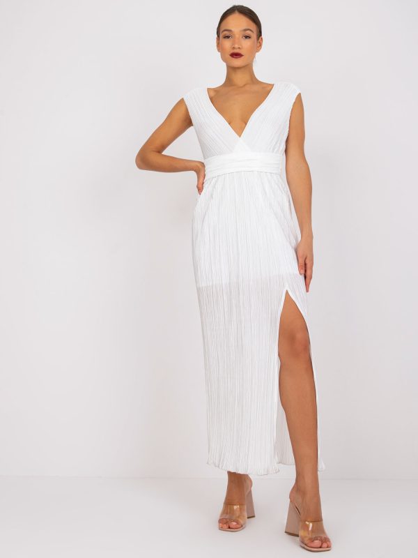 Wholesale Ewelina White Pleated Evening Dress