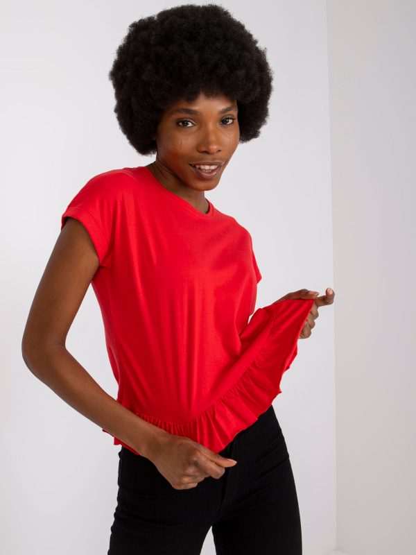 Wholesale Hierro MAYFLIES women's red flounce t-shirt