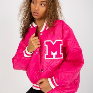 Wholesale Fuchsia quilted oversized bomber jacket