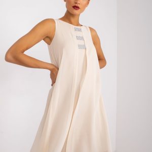 Wholesale Beige Short Sleeveless Rosee Cocktail Dress