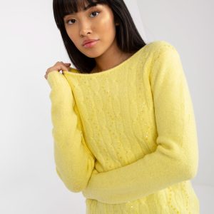 Wholesale Light Yellow Women's Classic Sweater with Sequins