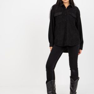 Wholesale Black Corduroy Button Top Shirt