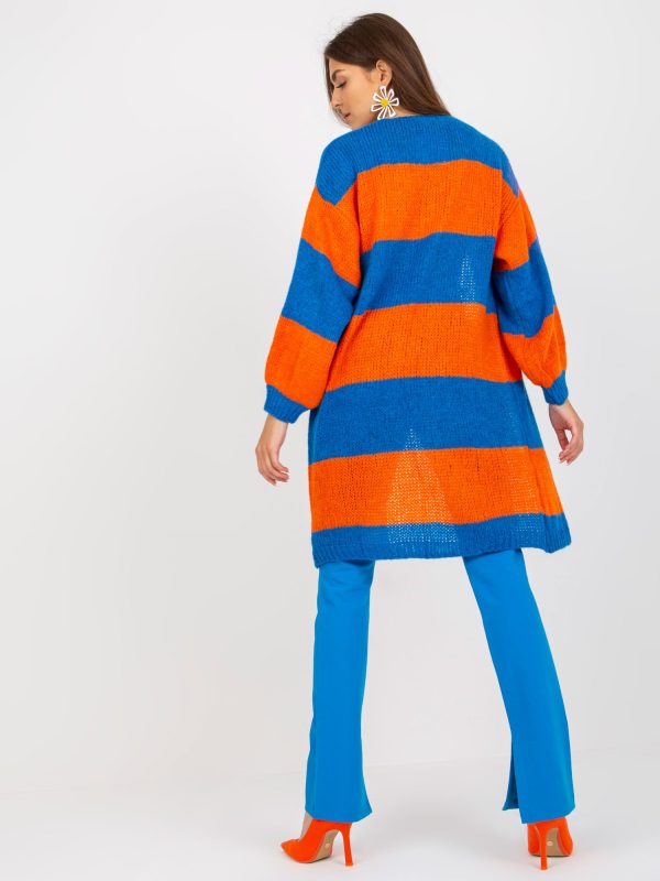 Wholesale Blue and Orange Women's Striped Cardigan OCH BELLA