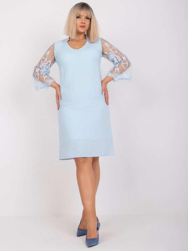 Wholesale Light Blue Pencil Plus Size Valeria Dress