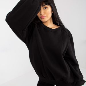 Wholesale Black Hoodless Sweatshirt with Round Neck