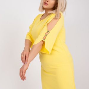 Wholesale Lorna Yellow Plus Size Pencil Dress