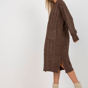 Wholesale Brown maxi oversize cardigan RUE PARIS