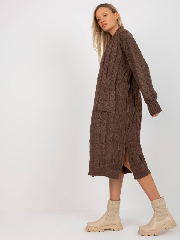 Wholesale Brown maxi oversize cardigan RUE PARIS