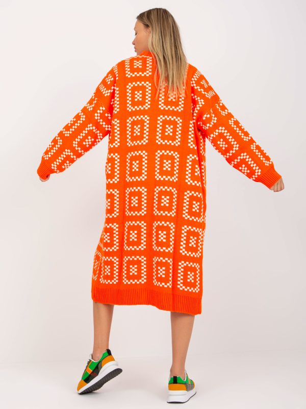 Wholesale Orange Patterned Cardigan Casual RUE PARIS