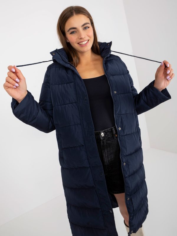 Wholesale Navy blue long winter jacket 2in1 with hood