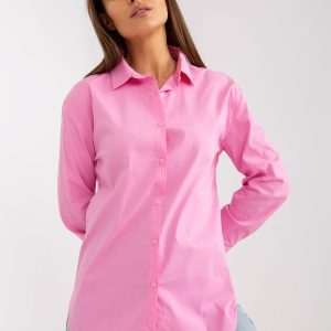 Wholesale Pink Cotton Classic Long Sleeve Shirt