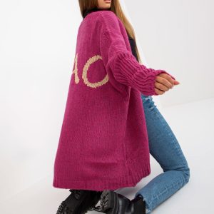 Wholesale OCH BELLA Fuchsia Loose Knitted Cardigan