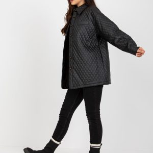 Wholesale Black Transitional Quilted Jacket with Buttons