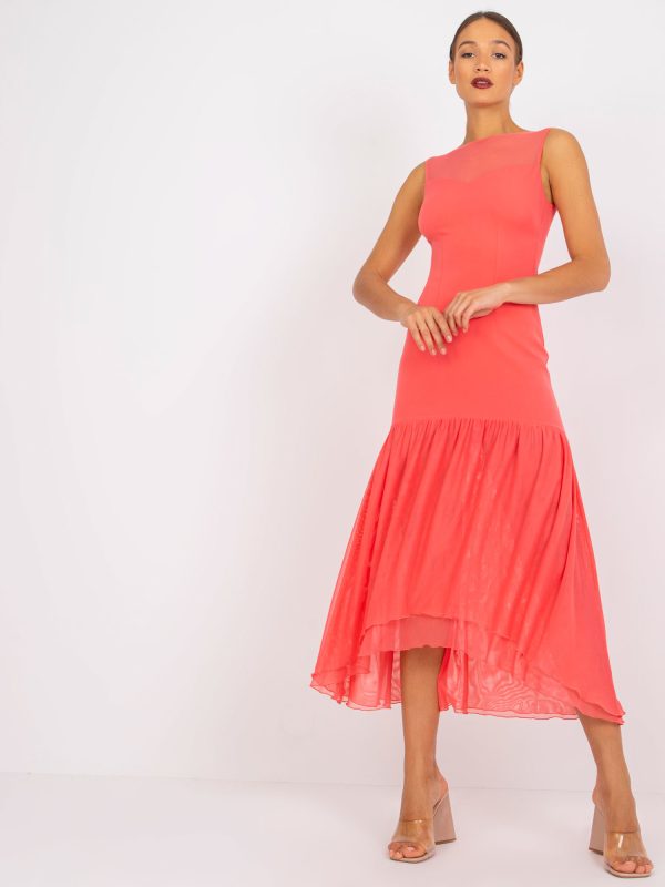 Wholesale Coral airy evening dress Sophia