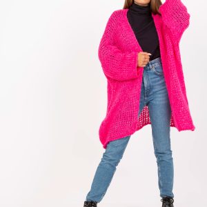 Wholesale Fluo pink knitted oversize cardigan OCH BELLA