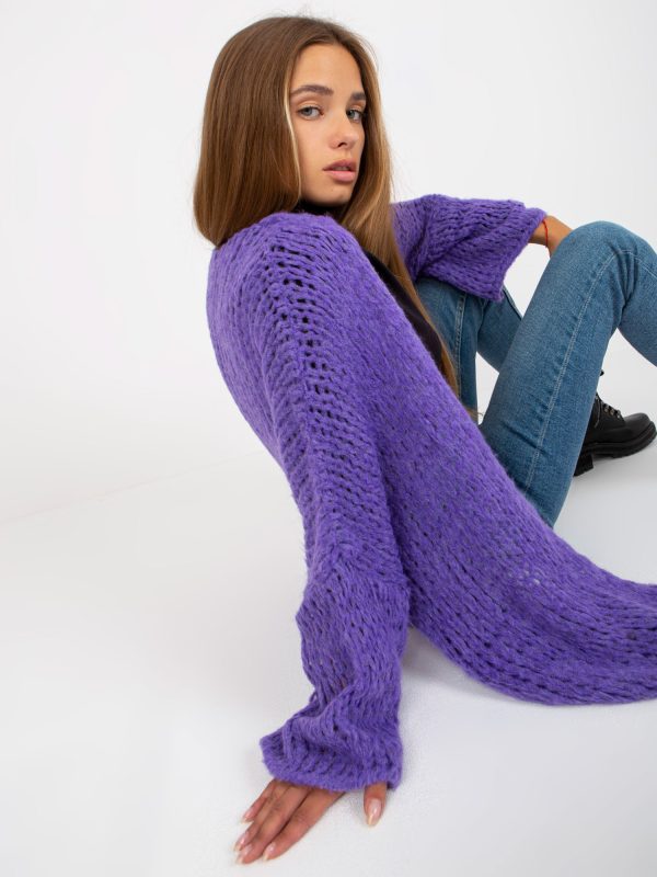 Wholesale Purple knitted cardigan with wool OCH BELLA