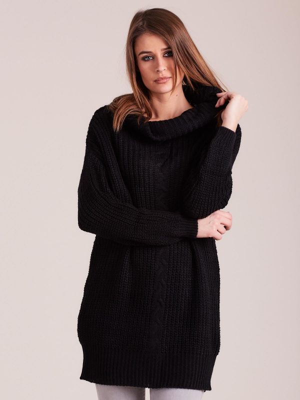 Wholesale Black Loose Turtleneck Sweater