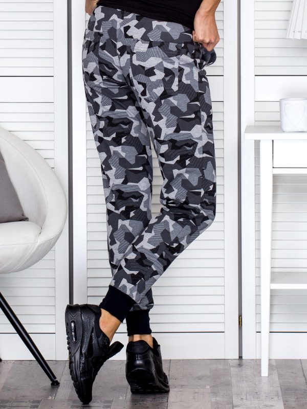 Wholesale Grey patterned sweatpants with welts