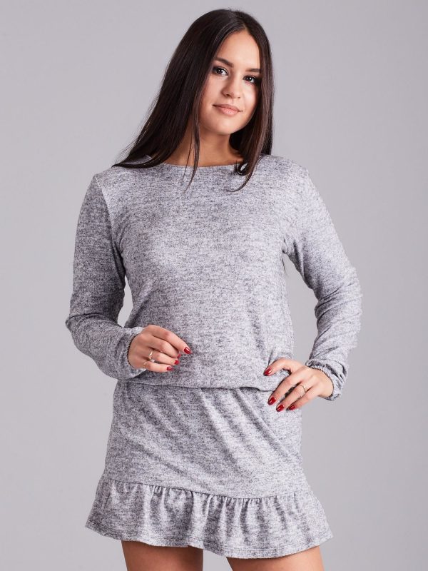 Wholesale Women's grey dress with flounce