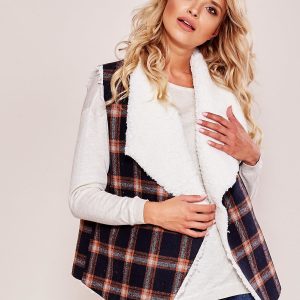 Wholesale Navy Blue Plaid Vest