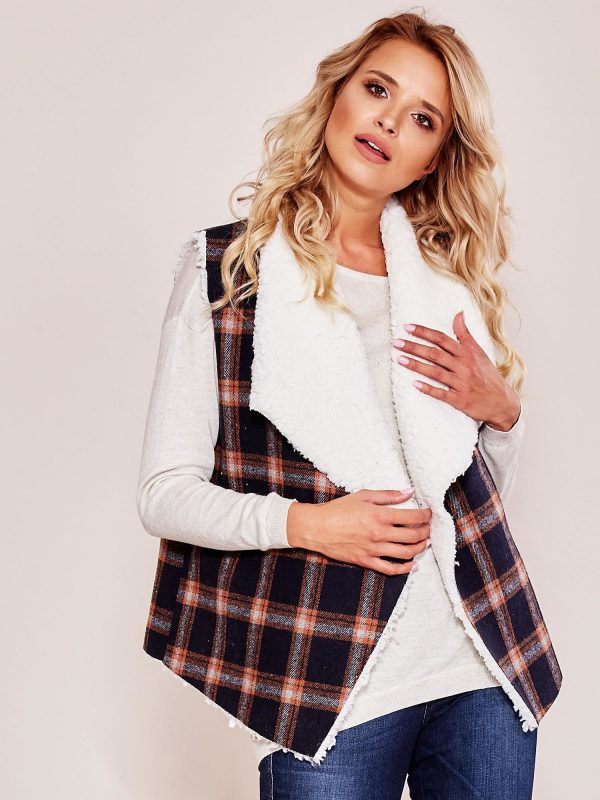 Wholesale Navy Blue Plaid Vest