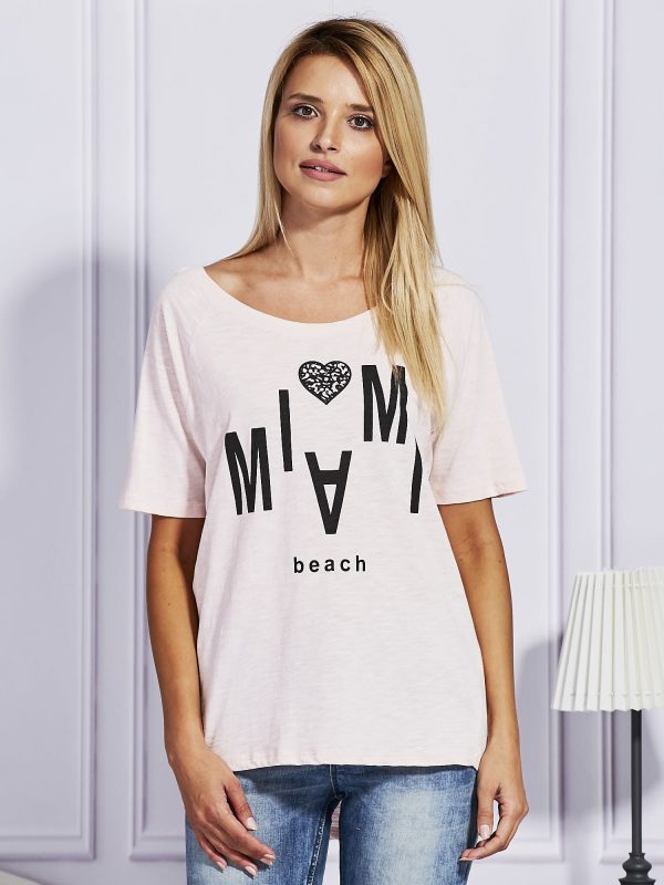 Wholesale Pale pink t-shirt MIAMI BEACH