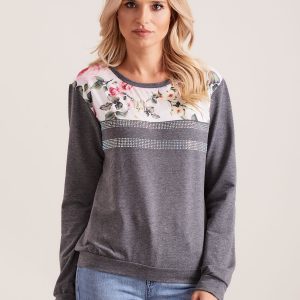 Wholesale Dark grey sweatshirt with appliqué