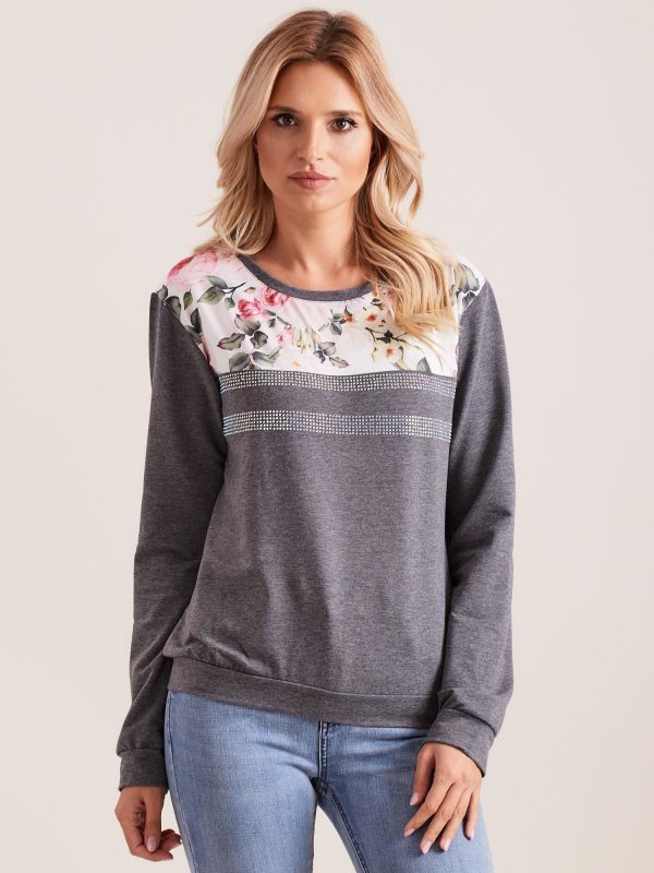 Wholesale Dark grey sweatshirt with appliqué