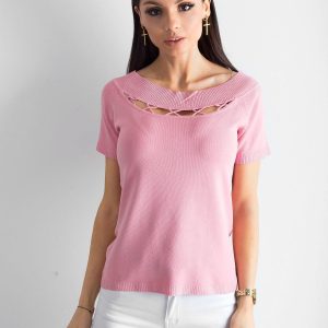 Wholesale Pud-pink blouse with cutouts