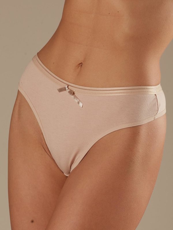 Wholesale Beige cotton thong