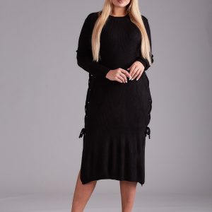 Wholesale Plus Size Black Knitted Dress