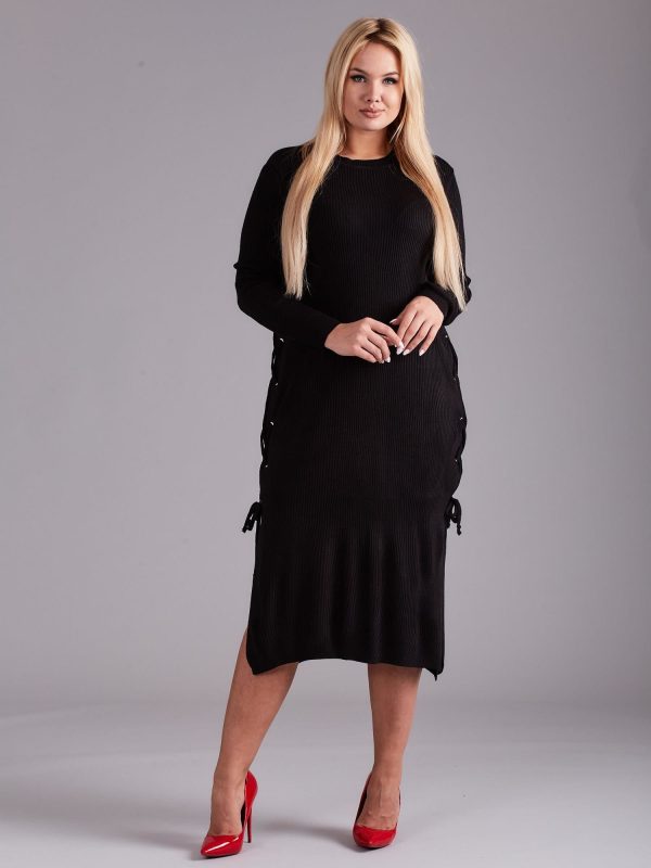 Wholesale Plus Size Black Knitted Dress