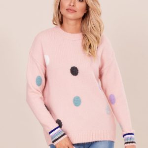 Wholesale Pale Pink Sweater with Dot