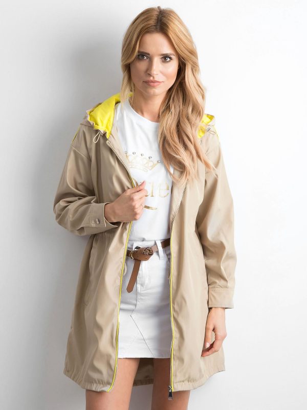 Wholesale Beige parka jacket with hood