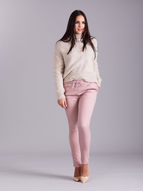 Wholesale Light pink trousers with straps and stripes