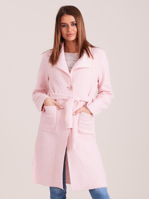 Wholesale Knitted women's coat light pink