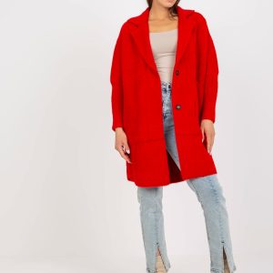 Wholesale Red women's alpaca coat with Eveline wool