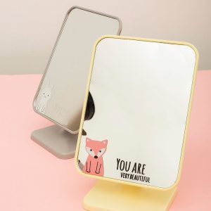 Wholesale Light Yellow Folding Cosmetic Mirror With Lettering