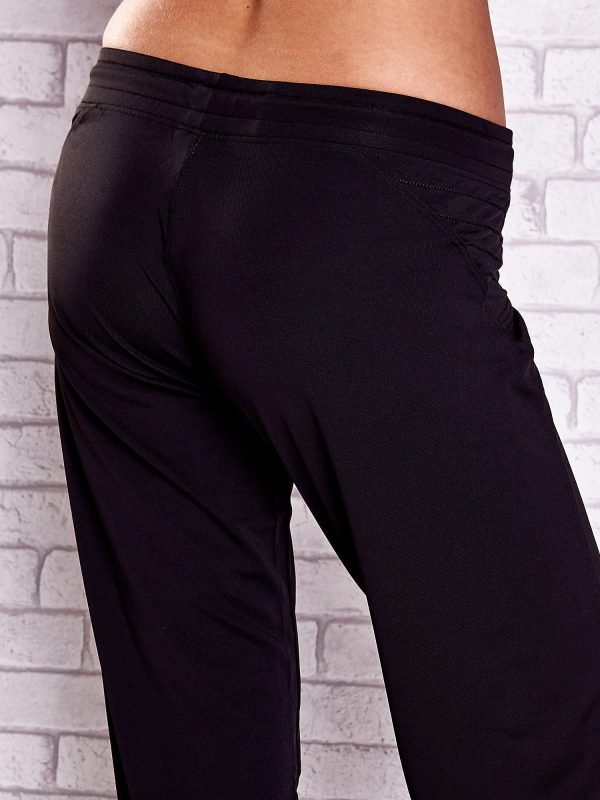 Wholesale Black capri pants with embroidered inserts PLUS SIZE