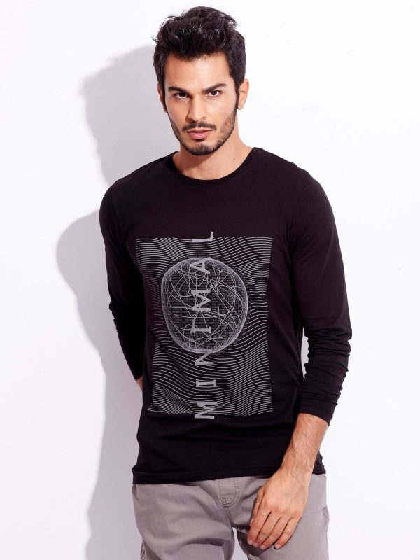 Wholesale Black Men's Longsleeve with Print