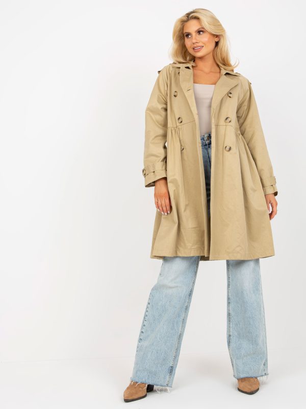 Wholesale Beige double breasted women's trench coat