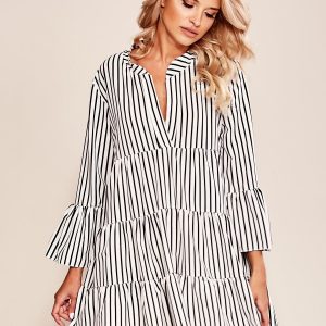 Wholesale White striped oversize dress