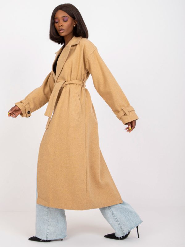 Wholesale Camel long coat with lining