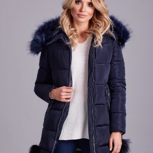 Wholesale Navy blue winter jacket for women with fur