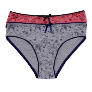 Wholesale Women's Cotton Briefs with 2-Pack Pattern Grey Coral