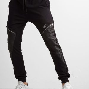 Wholesale Men's black sweatpants with applique