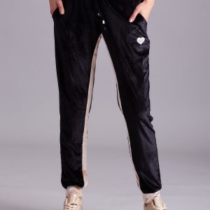 Wholesale Black and beige velour sweatpants