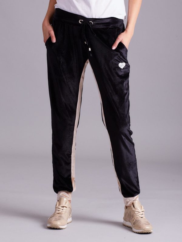 Wholesale Black and beige velour sweatpants