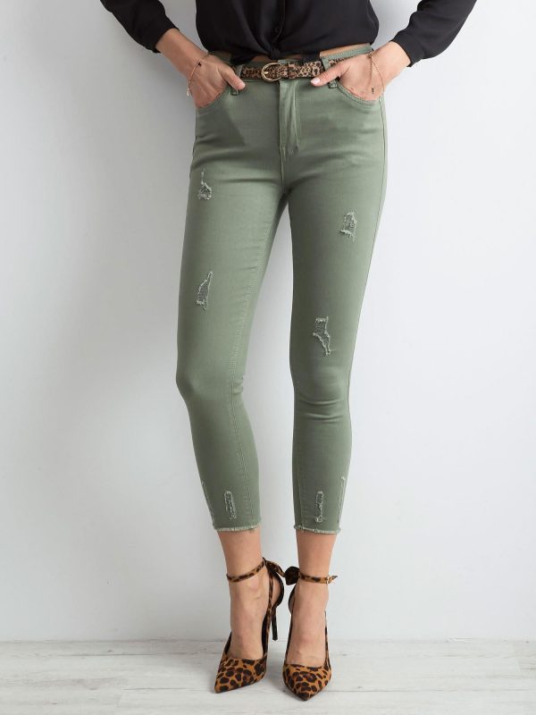 Wholesale Khaki trousers with abrasions