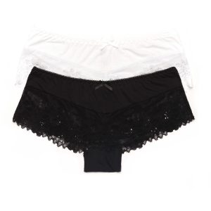 Wholesale Panties women's shorts with lace 2-pack white and black